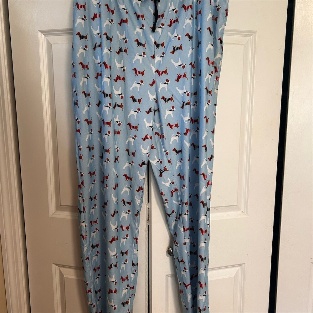 Royal Class Men's Pajama Lounge Pants XL Blue Dog Print Drawstring Pockets